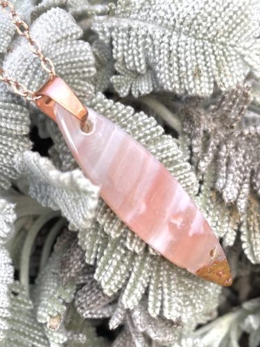 Achát medál rosé nemesaél lánccal